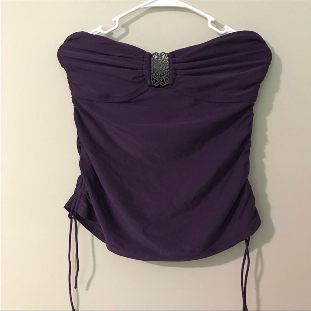 Purple Strapless Swim Tankini Top
